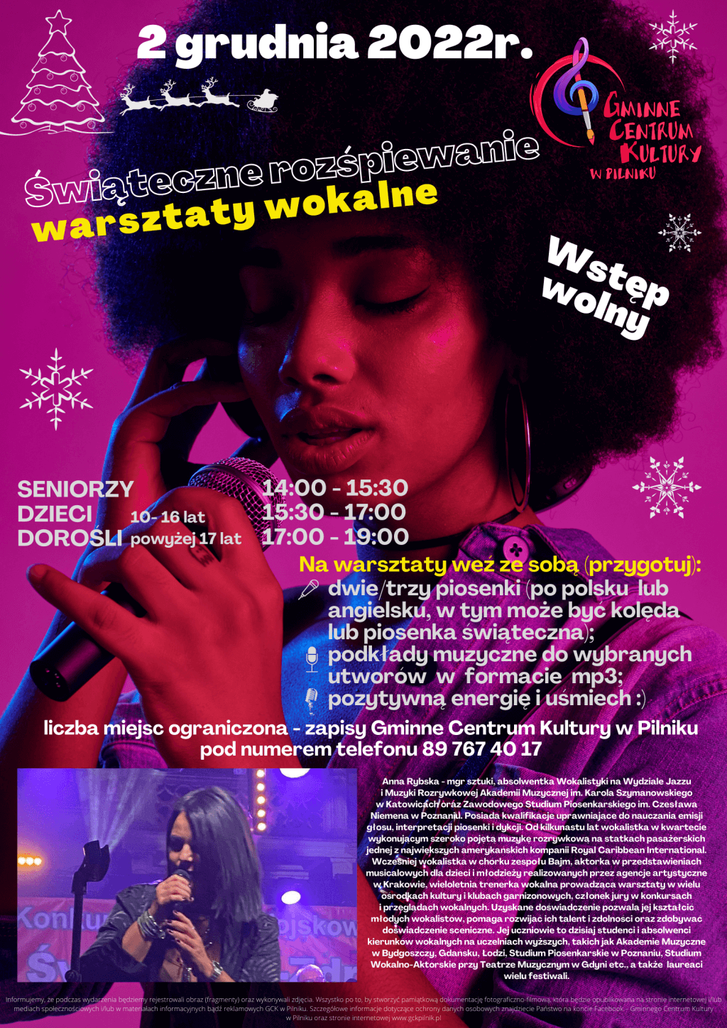 Plakat Warsztaty wokalne